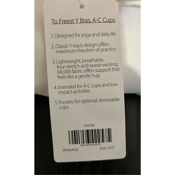 Hey Nuts Y Back Yoga Bra Size Large - Picture 3 of 4